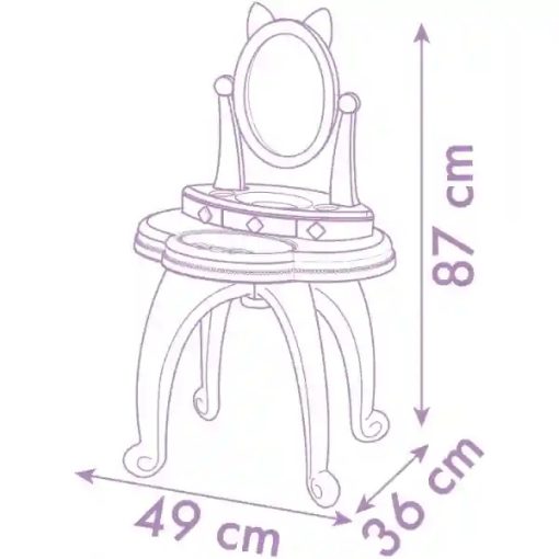 Smoby Gabi babaháza pipereasztal székkel, Gabby's Dollhouse, kozmetikai szett, asztal és szék