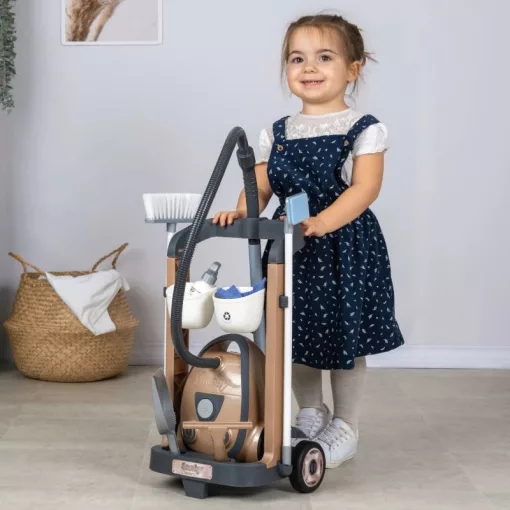 Smoby Rowenta játék gurulós takarítókocsi interaktív porszívóval