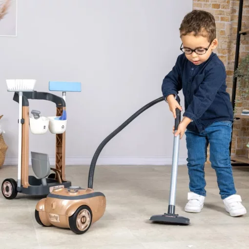 Smoby Rowenta játék gurulós takarítókocsi interaktív porszívóval