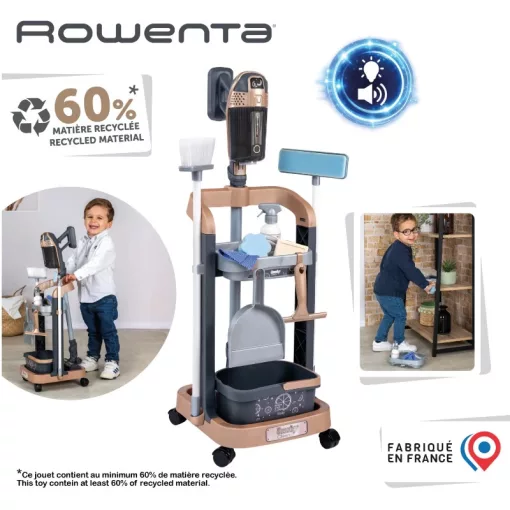 Smoby Rowenta játék gurulós takarítókocsi interaktív rúdporszívóval