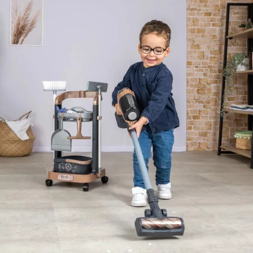 Smoby Rowenta játék gurulós takarítókocsi interaktív rúdporszívóval