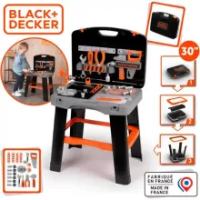 Smoby Black & Decker összecsukható játék szerelőasztal szerszámokkal bőröndben