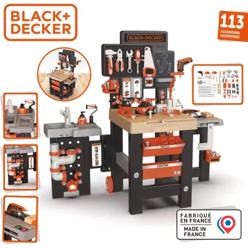 Smoby Black & Decker Mega Center játék szerelőasztal 113 kiegészítővel