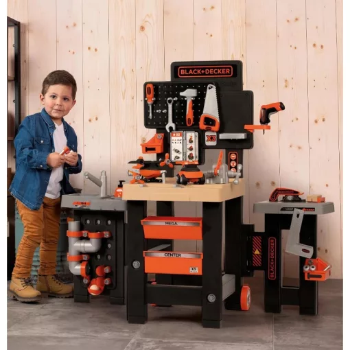 Smoby Black & Decker Mega Center játék szerelőasztal 113 kiegészítővel