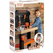 Smoby Black & Decker Bricolo játék szerelőasztal 78db kiegészítővel