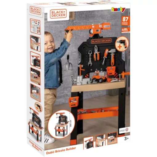 Smoby Black & Decker Bricolo Builder játék szerelőasztal daruval