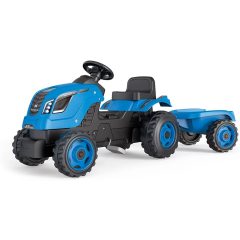 Smoby Farmer XL pedálos traktor utánfutóval - kék