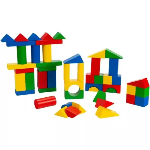 Squirrel Play 50 darabos színes fa építőjáték formaválogatóval