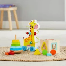 Squirrel Play 3 az 1-ben fa játékszett guruló zsiráffal