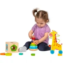 Squirrel Play 3 az 1-ben fa játékszett guruló zsiráffal