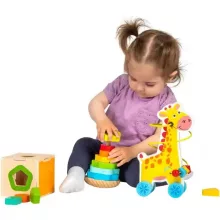 Squirrel Play 3 az 1-ben fa játékszett guruló zsiráffal