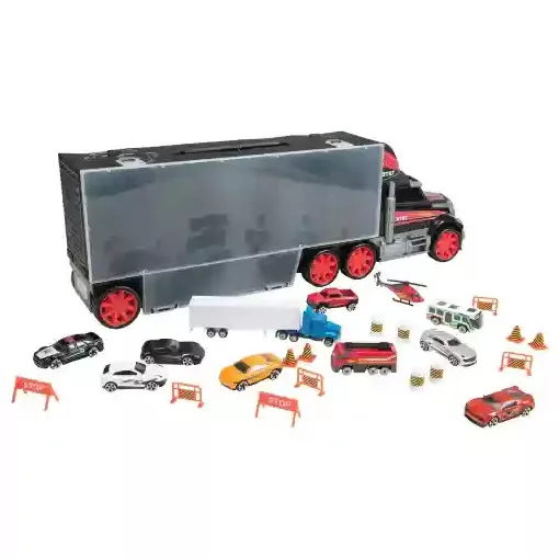 Super Wheelz óriás hordozható autószállító kamion 9db járművel és kiegészítőkkel