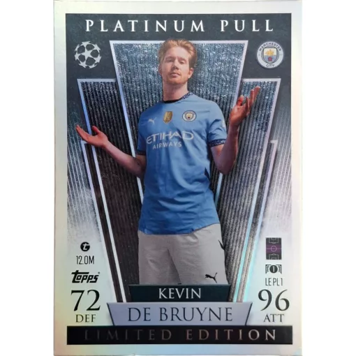 Topps Match Attax Platinum Pull Limited Edition Kevin De Bruyne focis kártya, Manchester City FC