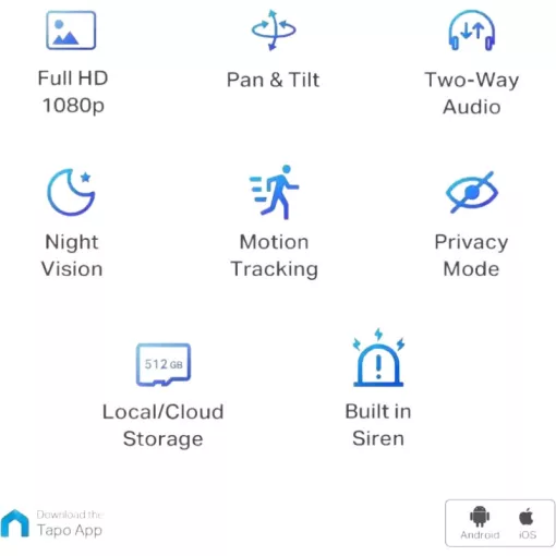 TP-Link Tapo C200C beltéri biztonsági 360° Wi-Fi kamera, 1080P Full HD