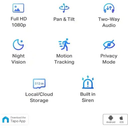 TP-Link Tapo C200 beltéri biztonsági 360° Wi-Fi kamera, 1080P Full HD