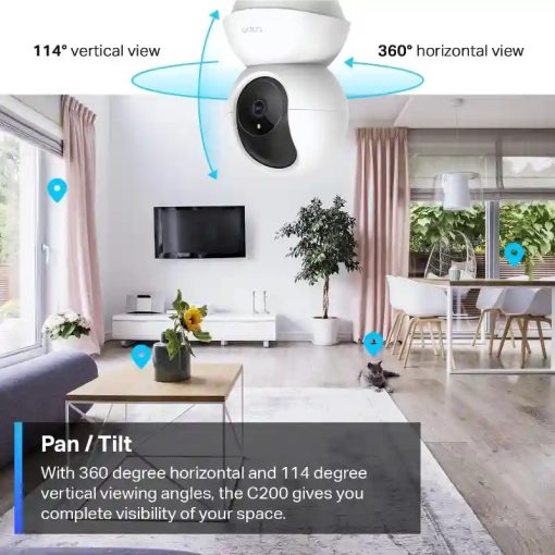 TP-Link Tapo C200 beltéri biztonsági 360° Wi-Fi kamera, 1080P Full HD