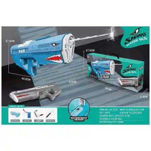 Cápás elektronikus vízipisztoly 43cm