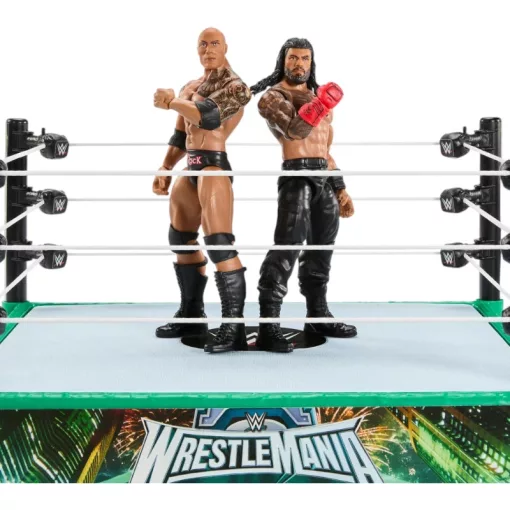 Mattel WWE WrestleMania pankrátor ring The Rock és Roman Reigns figurákkal