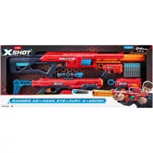 X-Shot Excel 4db-os játék szivacslövő fegyver készlet 24db lövedékkel