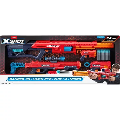 X-Shot Excel 4db-os játék szivacslövő fegyver készlet 24db lövedékkel