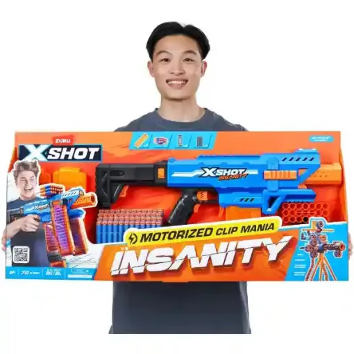 X-Shot Insanity Clip Mania motorizált játék szivacslövő gépfegyver 72db lövedékkel