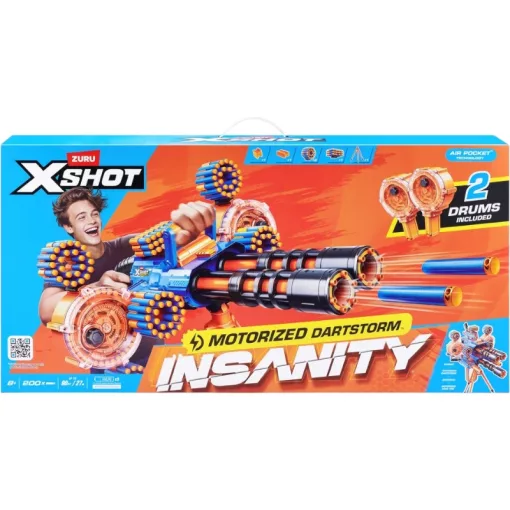 X-Shot Insanity Dartstorm motorizált duplacsövű szivacslövő játékfegyver állvánnyal